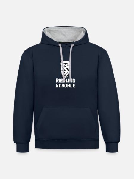 Rieslingschorle - Kontrast-Hoodie - Navy/Grau meliert