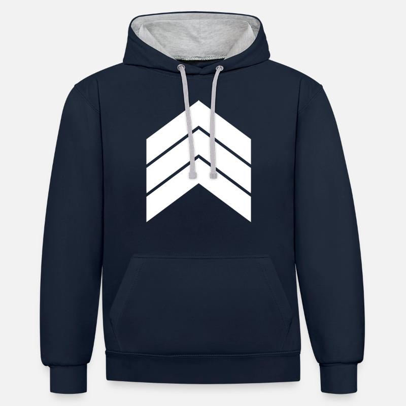 trois flèches blanches - Sweat à capuche contrasté - bleu marine/gris chiné