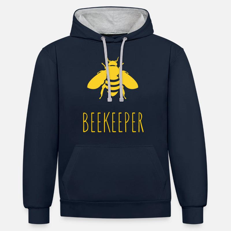 Beekeeper Abeille Apiculteur - Sweat à capuche contrasté - bleu marine/gris chiné