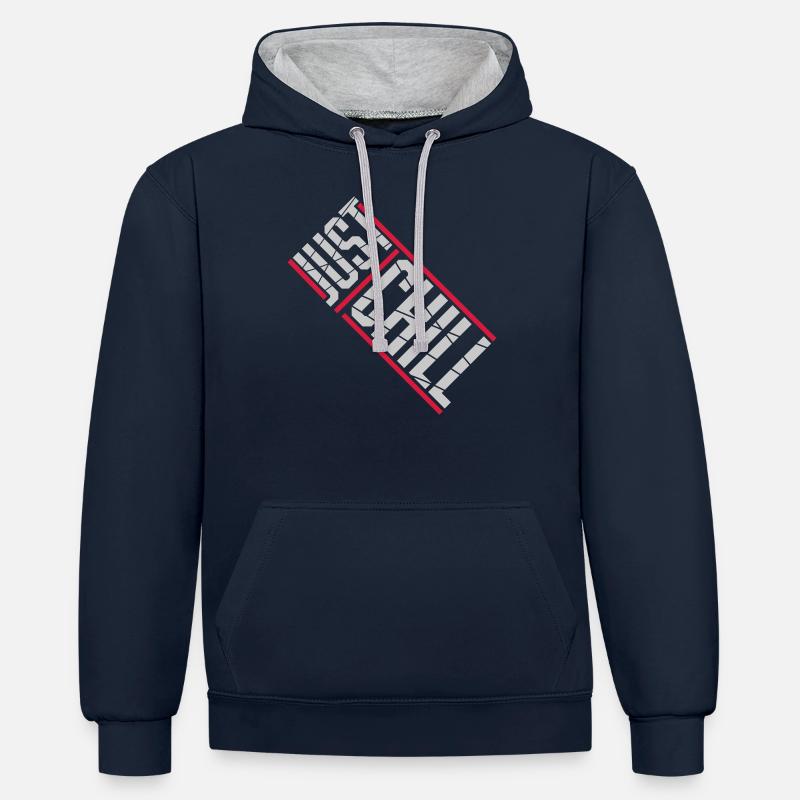 Just Chill Text Logo - Sweat à capuche contrasté - bleu marine/gris chiné