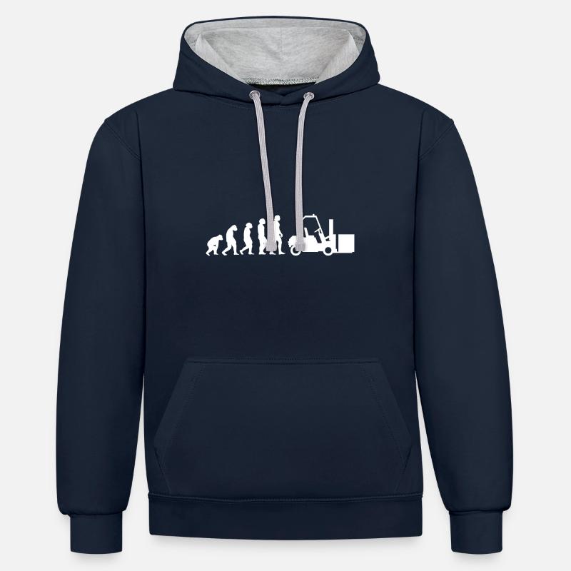 Evolution Staplerfahrer - Kontrast-Hoodie - Navy/Grau meliert