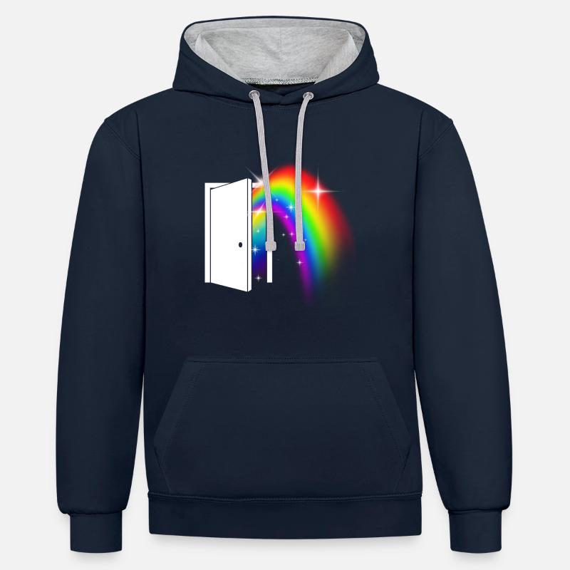 Drapeau arc-en-ciel LGBT - Sweat à capuche contrasté - bleu marine/gris chiné