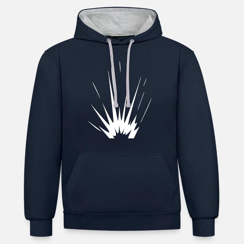 Explosion (Vectorgraphic) - Kontrast-Hoodie - Navy/Grau meliert