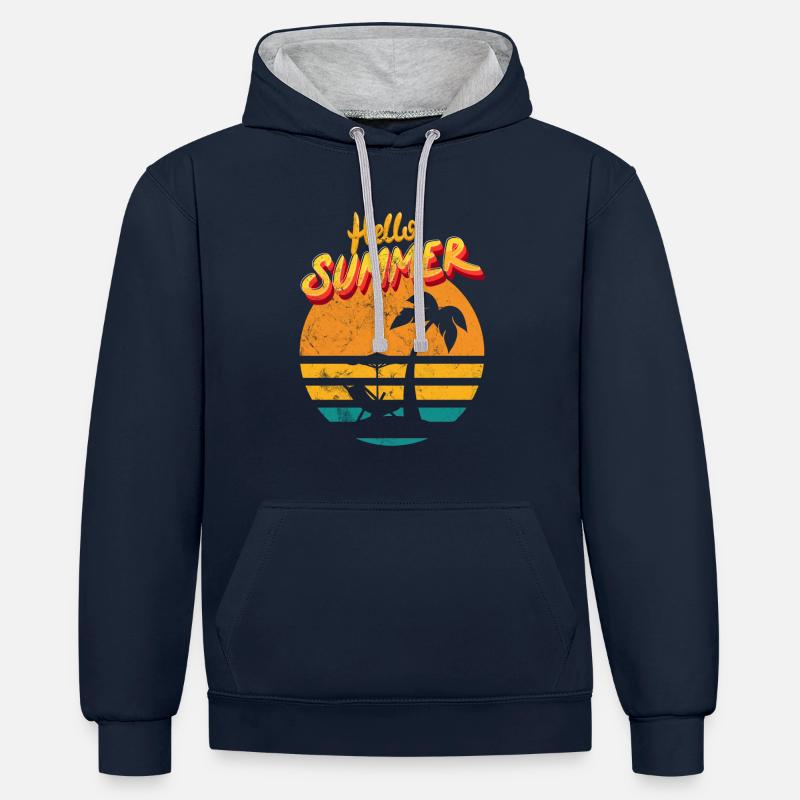 hello summer 1 - Sweat à capuche contrasté - bleu marine/gris chiné