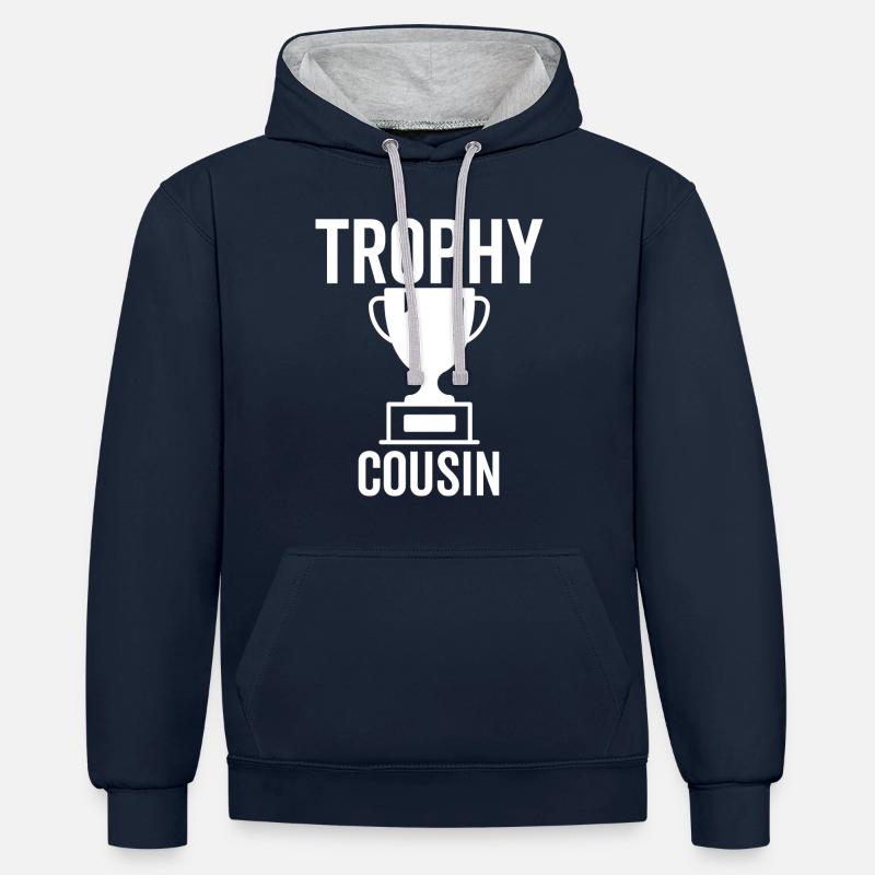 Trophée Cousin - Sweat à capuche contrasté - bleu marine/gris chiné