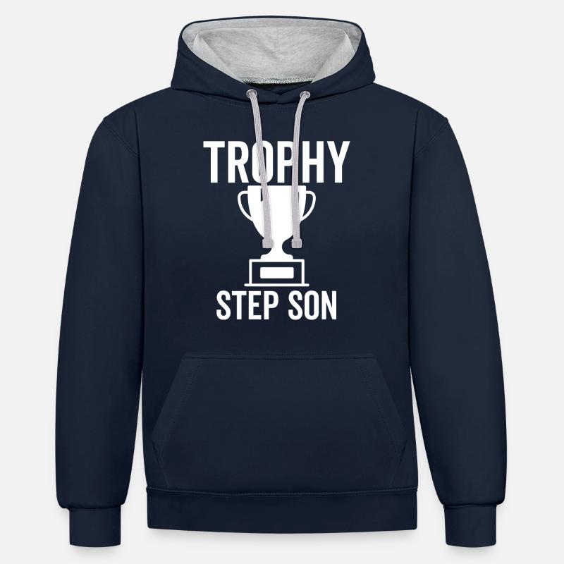 Trophée Step Son - Sweat à capuche contrasté - bleu marine/gris chiné