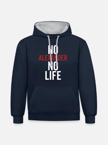 No Alexander No Life - Contrast hoodie - navy/heather grey