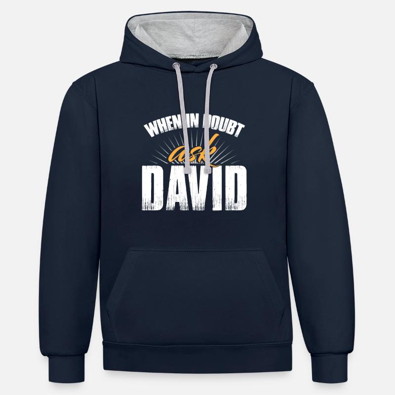 When In Doubt Ask David - Contrast hoodie - navy/heather grey