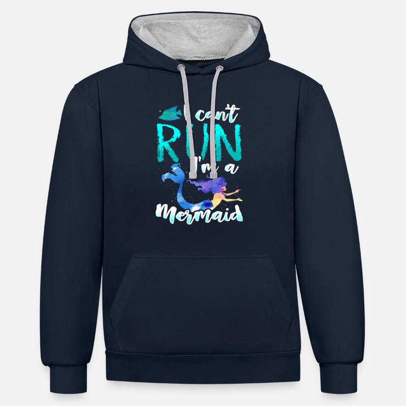 Sirène Sirène cadeau - Sweat à capuche contrasté - bleu marine/gris chiné