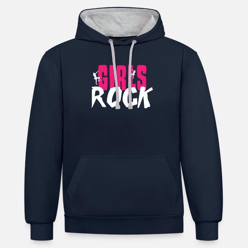 grimper grimpeur escalade de Noël - Sweat à capuche contrasté - bleu marine/gris chiné