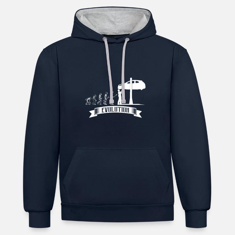 Evolution: KFZ Mechaniker KFZ Mechatroniker - Kontrast-Hoodie - Navy/Grau meliert