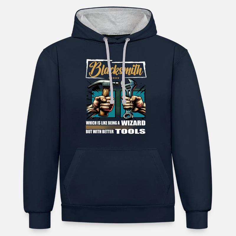 Blacksmith Beruf Spruch Arbeiter - Kontrast-Hoodie - Navy/Grau meliert