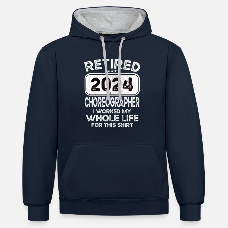 Chorégraphe retraité 2024 - Sweat à capuche contrasté - bleu marine/gris chiné
