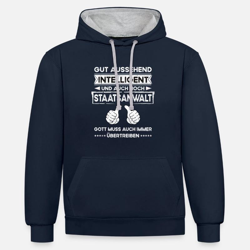 Procureur Beau Intelligent - Sweat à capuche contrasté - bleu marine/gris chiné