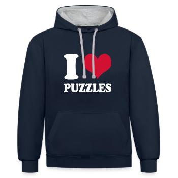 Puzzle I Love Puzzles - Contrast hoodie - navy/heather grey - Front - Nico (186cm)