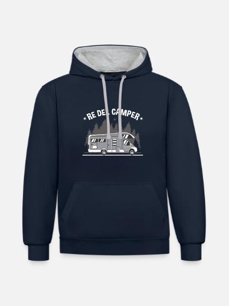 Camper | Camping | Caravan | Camping - Contrast hoodie - navy/heather grey