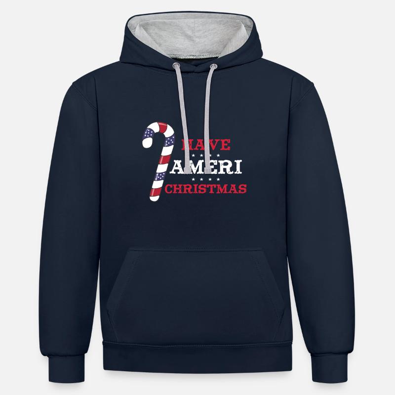 Have Ameri Christmas - Kontrast-Hoodie - Navy/Grau meliert