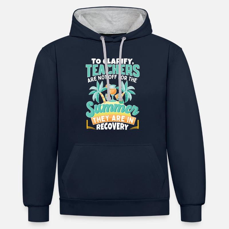 Professeur d’été - Sweat à capuche contrasté - bleu marine/gris chiné