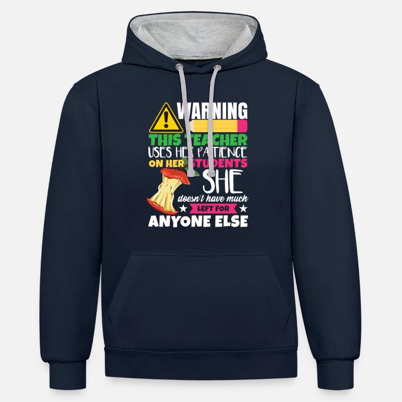 Funny Sarcasm Teacher - Contrast hoodie - navy/heather grey