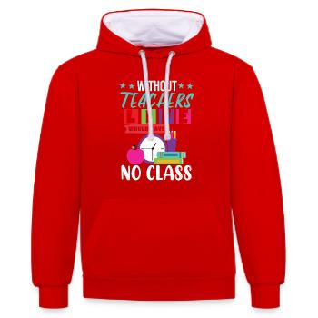 Teaching Class - Contrast hoodie - red/white - Front - Liana (172cm) & Jaron (178cm)