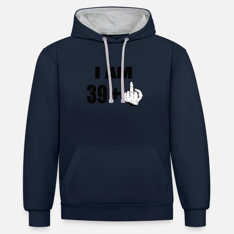 40e anniversaire - Sweat à capuche contrasté - bleu marine/gris chiné