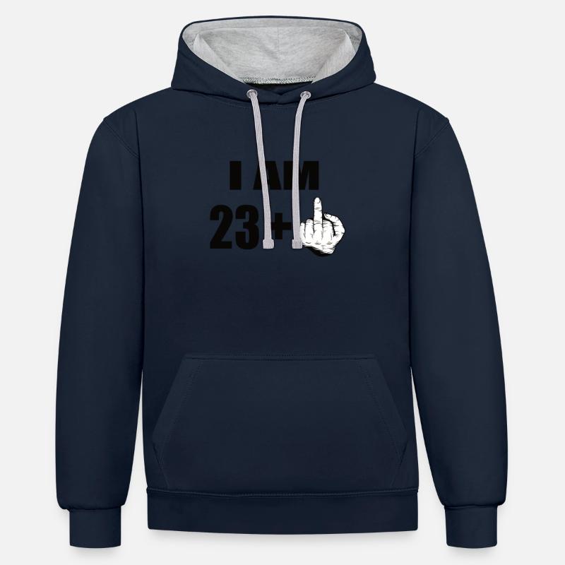 24e anniversaire - Sweat à capuche contrasté - bleu marine/gris chiné