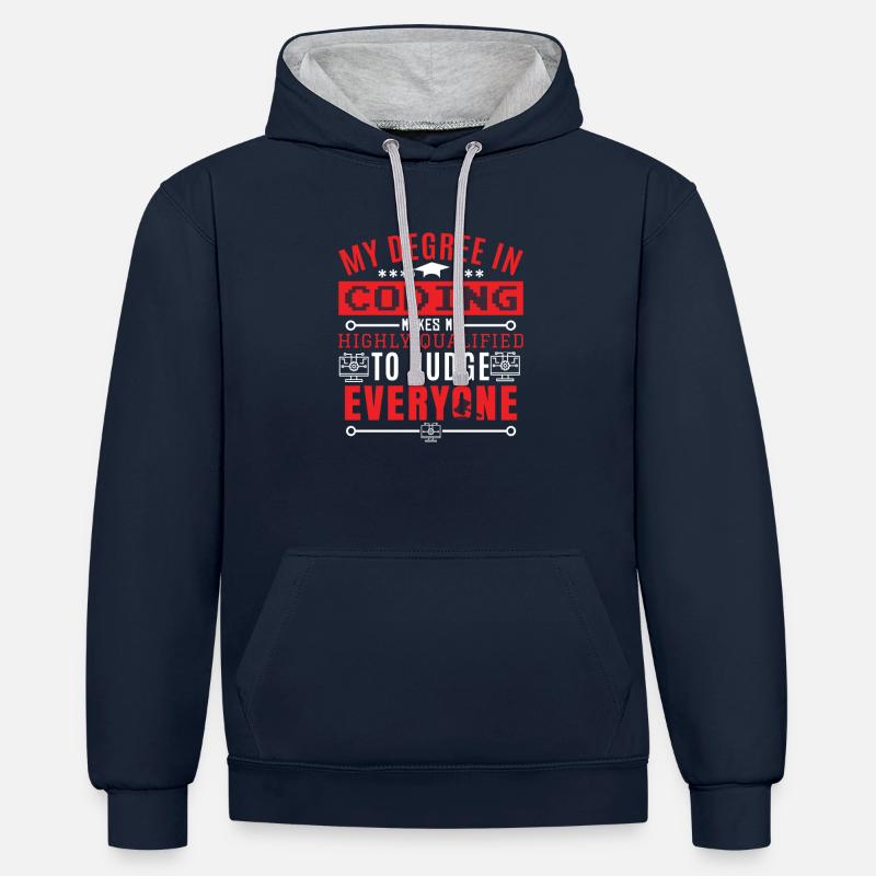 Coding Humor Coder Programmierer - Kontrast-Hoodie - Navy/Grau meliert