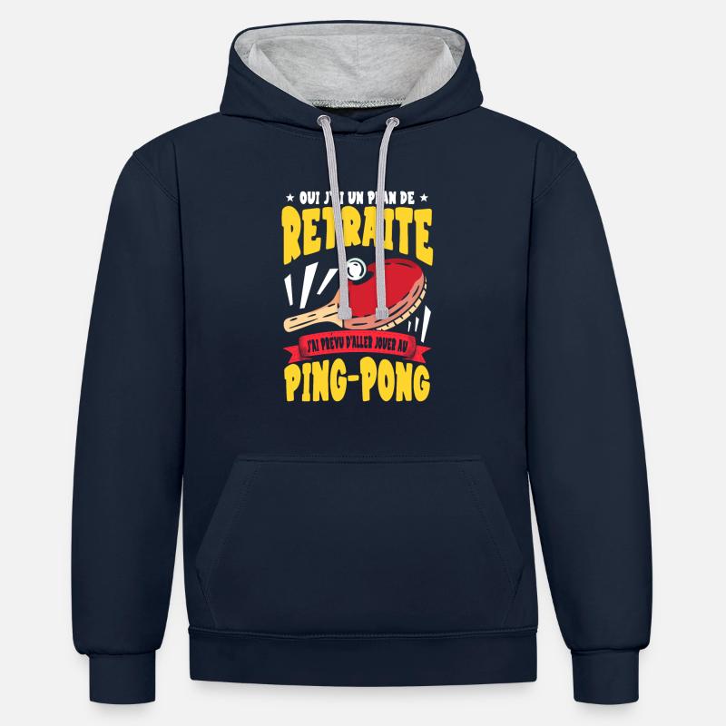 Joueur De Ping Pong - Sweat à capuche contrasté - bleu marine/gris chiné