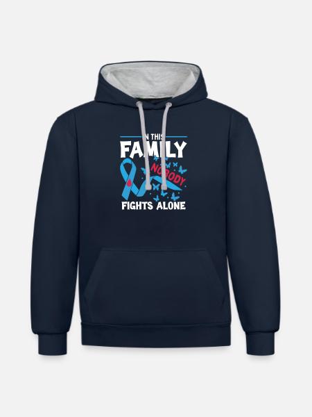 Family Diabetes Awareness Month - Contrast hoodie - navy/heather grey