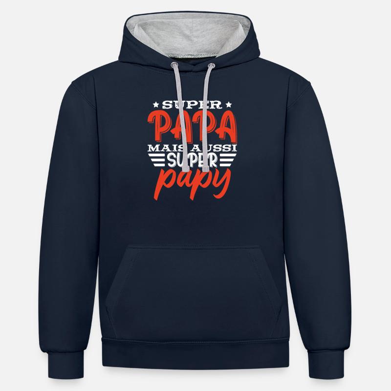 Fête Des Pères Papy Cadeau - Sweat à capuche contrasté - bleu marine/gris chiné
