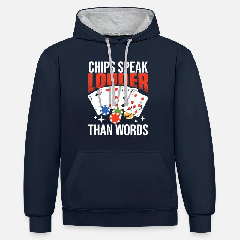 Funny Poker Texas Hold’em - Sweat à capuche contrasté - bleu marine/gris chiné