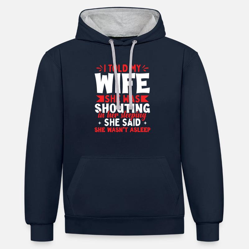 Ehemann Ehefrau Witz Lustig - Kontrast-Hoodie - Navy/Grau meliert