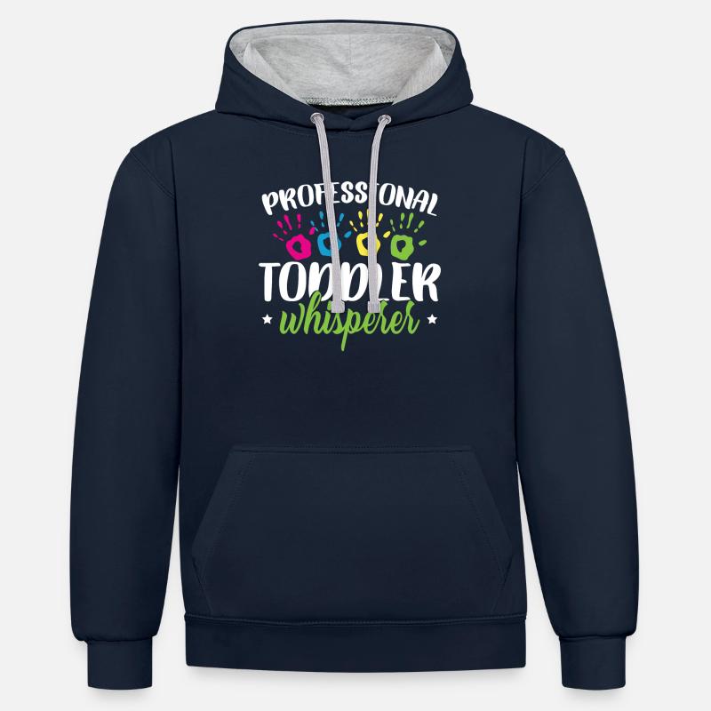 Chuchoteur professionnel pour tout-petits - Sweat à capuche contrasté - bleu marine/gris chiné