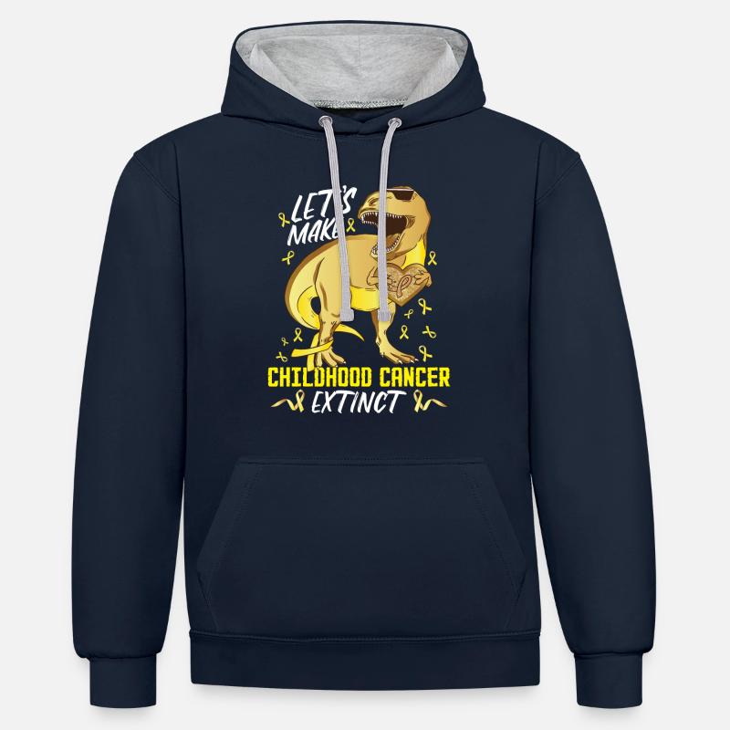 Faisons disparaître le cancer infantile - Sweat à capuche contrasté - bleu marine/gris chiné