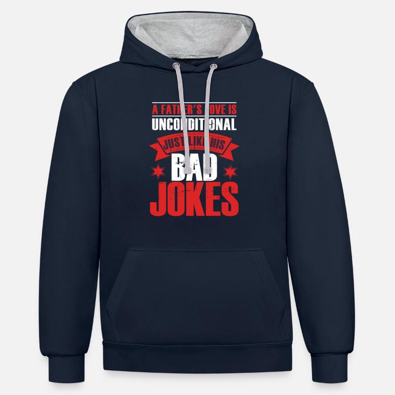 Ehemann Ehefrau Papa Witz - Kontrast-Hoodie - Navy/Grau meliert