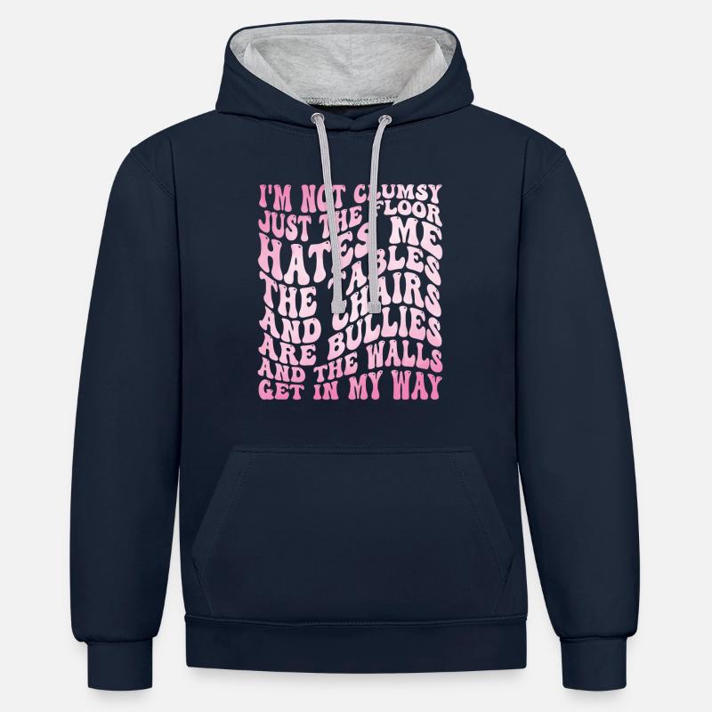 Femmes Citation maladroite - Sweat à capuche contrasté - bleu marine/gris chiné