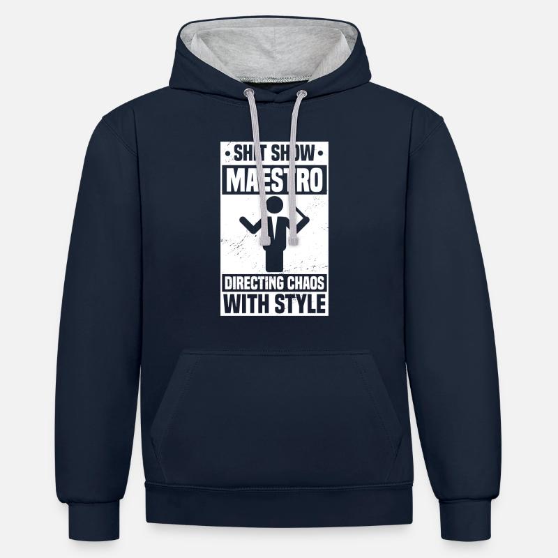 Funny Shit Show Maestro - Sweat à capuche contrasté - bleu marine/gris chiné