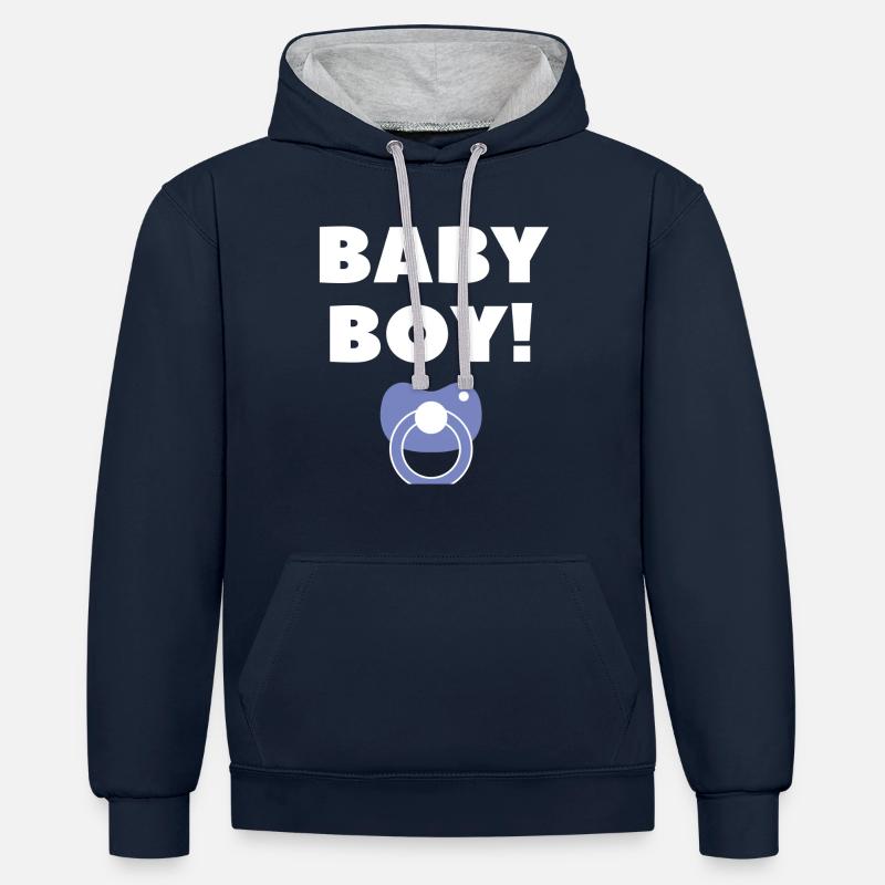 bébé - Sweat à capuche contrasté - bleu marine/gris chiné