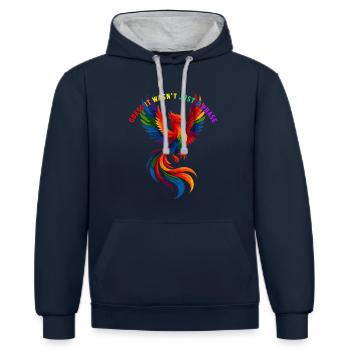 Phönix LGBTQ CSD LGBT Gay Pride Regenbogen Flagge - Kontrast-Hoodie - Navy/Grau meliert - Vorne - Nico (186cm)