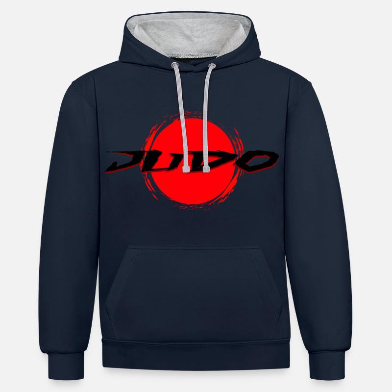 Judo - Sweat à capuche contrasté - bleu marine/gris chiné