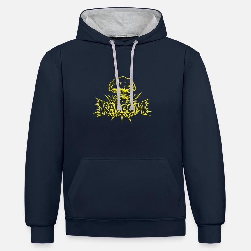 KABOOM - Sweat à capuche contrasté - bleu marine/gris chiné