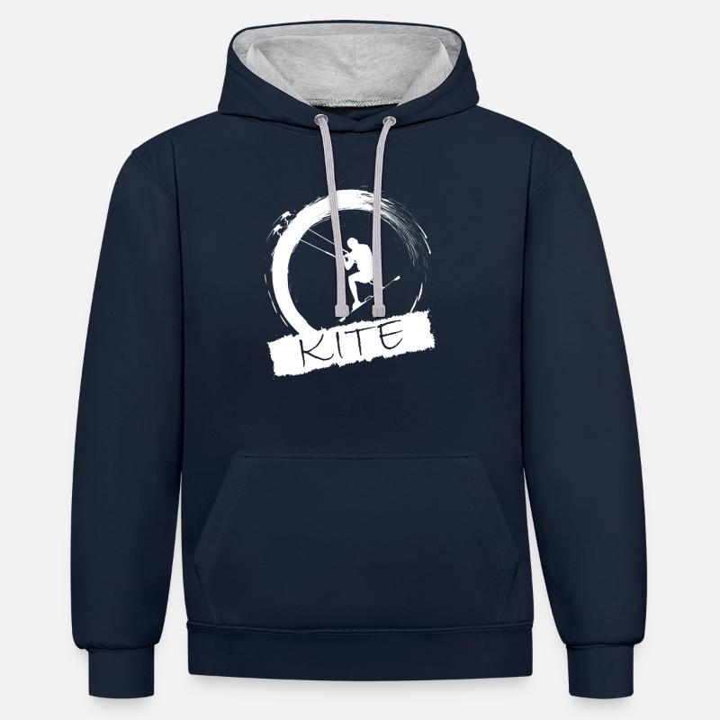 kitesurfer - Sweat à capuche contrasté - bleu marine/gris chiné