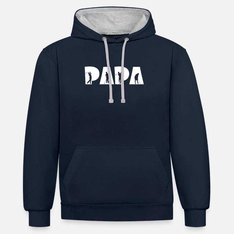 Golf Papa - Sweat à capuche contrasté - bleu marine/gris chiné