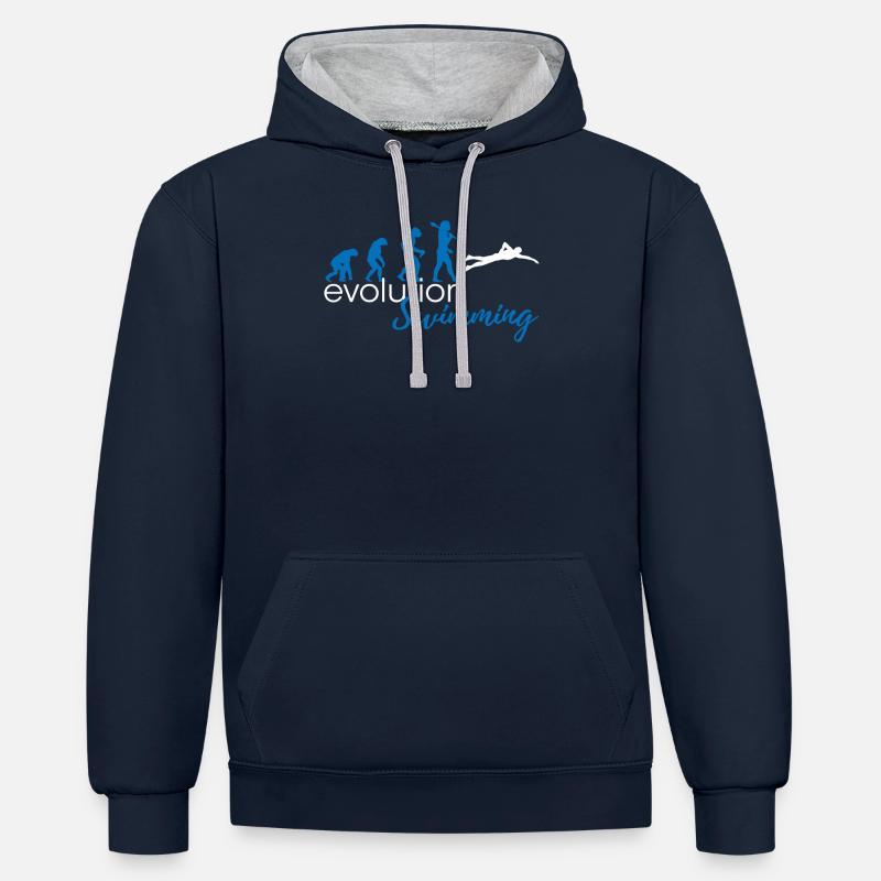 Swimming evolution - Contrast hoodie - navy/heather grey
