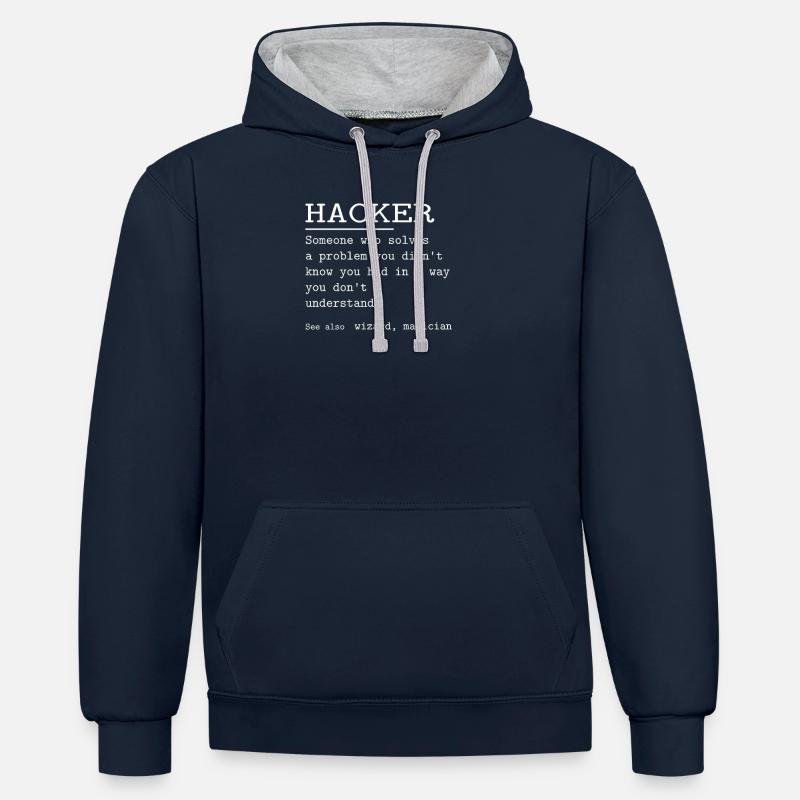 HACKER - Sweat à capuche contrasté - bleu marine/gris chiné