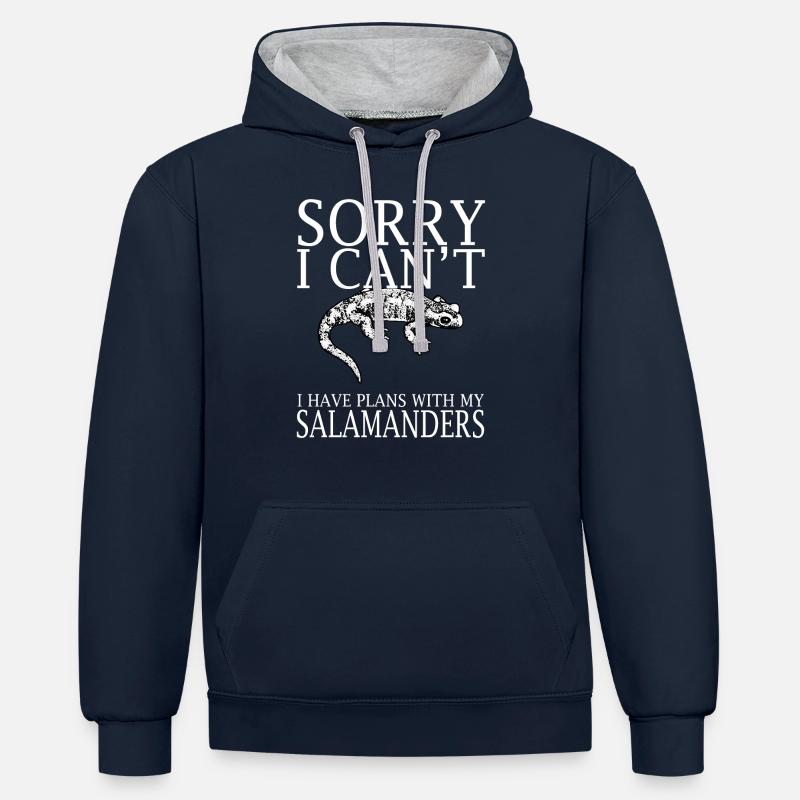Tshirt Drôle Salamandre - Sweat à capuche contrasté - bleu marine/gris chiné