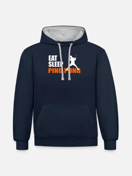 EAT. SLEEP. PING PONG. REPEAT. - Contrast hoodie - navy/heather grey