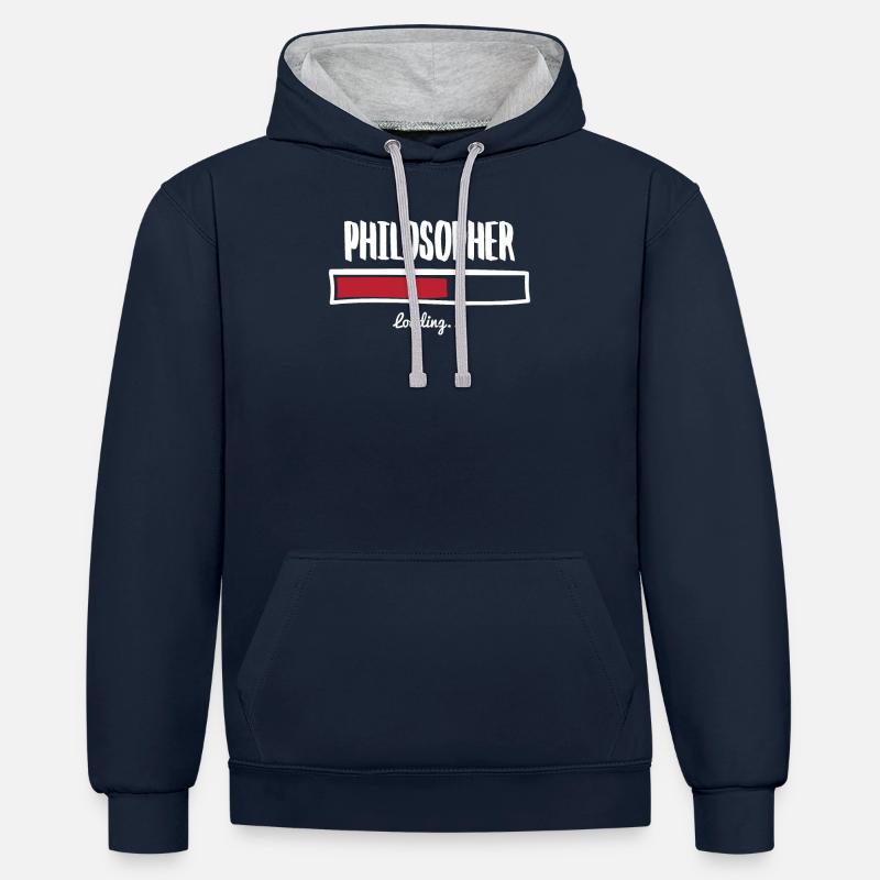 Conception philosophe drôle - Sweat à capuche contrasté - bleu marine/gris chiné