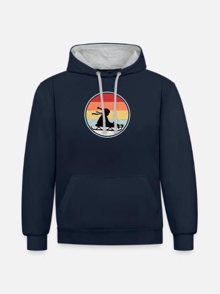 Sledding Tee For Father - Kontrast-Hoodie - Navy/Grau meliert