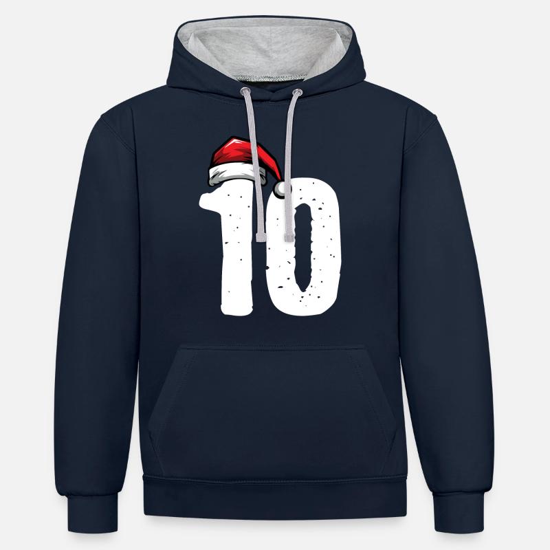 10 Numéro de Noël - Sweat à capuche contrasté - bleu marine/gris chiné